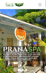 Prana Spa website displayed on mobile devices